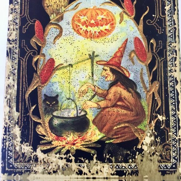 Halloween Book of Spells Box Old World Witch Cat - Picture 9 of 9